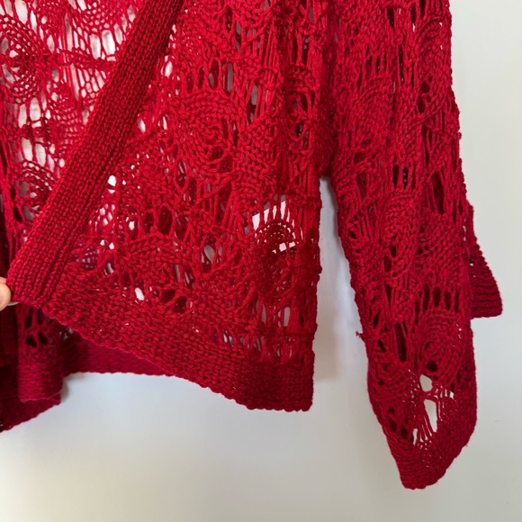 BONGO Red Openwork Crochet Cardigan - Picture 4 of 9